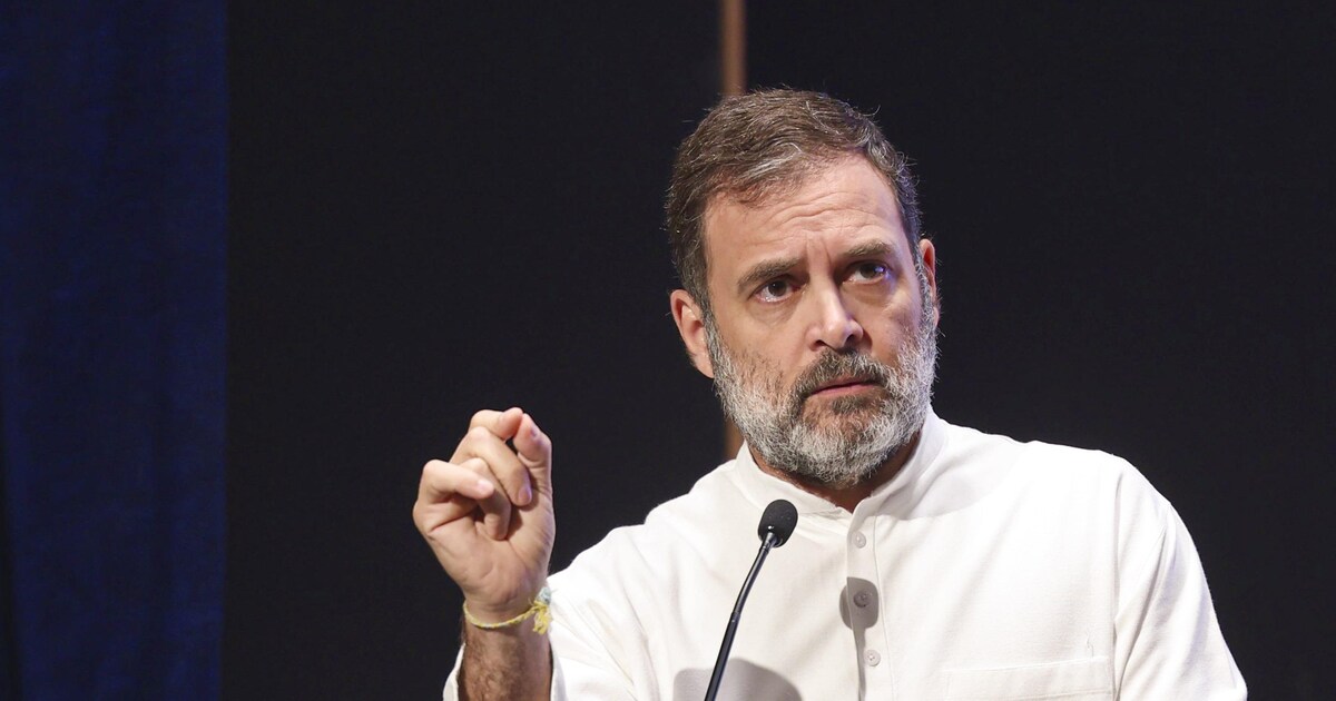 Rahul Gandhi during Congress party rally