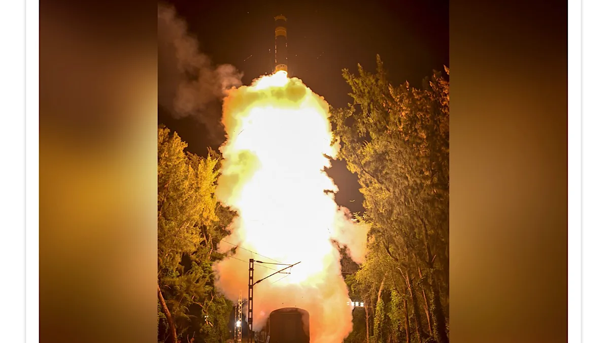 Agni-Prime missile launch from rail-based mobile system