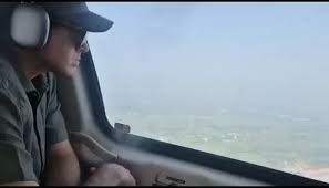 Omar Abdullah conducting an aerial survey in Kathua