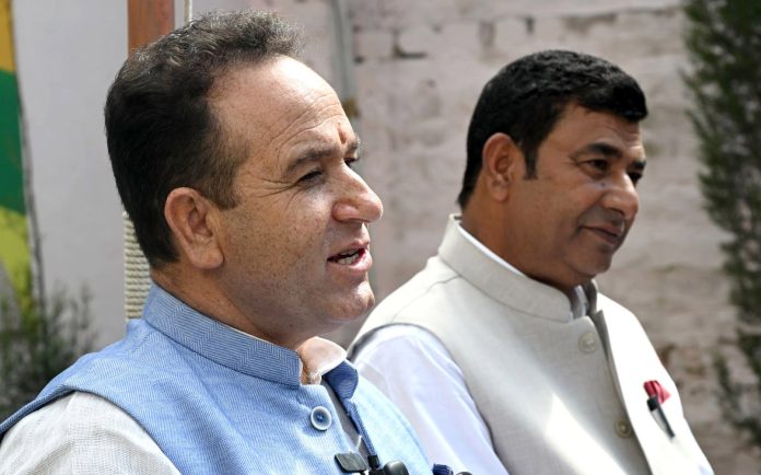 BJP MLA Sunil Sharma addressing a press conference