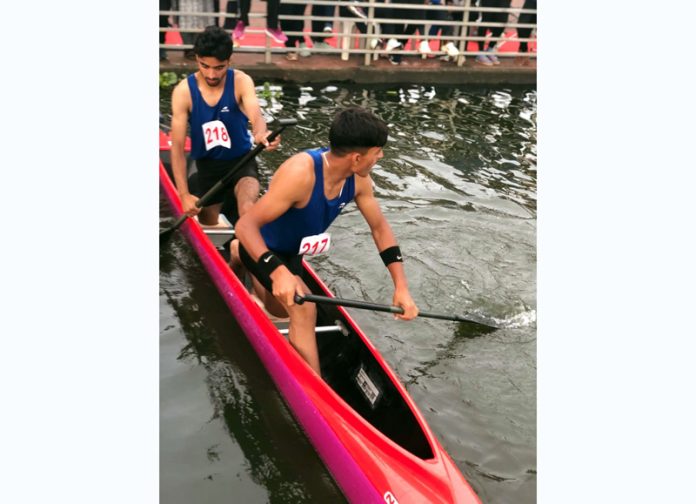 Jammu and Kashmir athletes celebrating at the national kayaking and canoeing championship