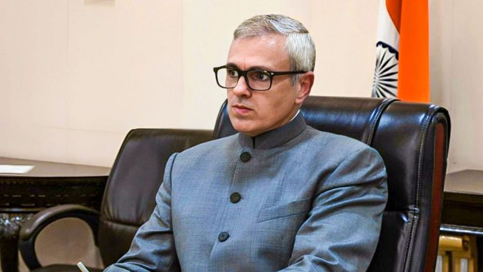 Chief Minister Omar Abdullah addressing construction workers in Jammu