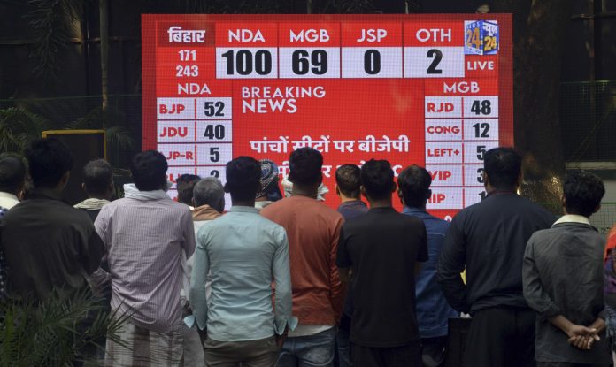 Bihar Assembly Election results with NDA leading