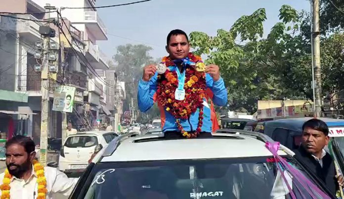 Naib Subedar Ravinder Singh celebrates victory at ISSF Championships